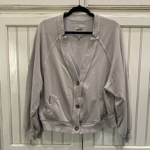 Aerie Light Gray/beige Textured Cardigan